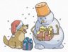 Snowman and puppy exchange Christmas gifts jigsaw puzzle
